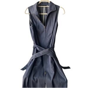 Lafayette 148 New York | 100% Wool Zip-Front Sleeveless Midi Dress Belted US 8